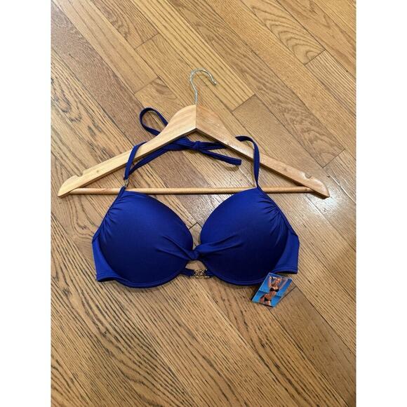 Victoria's Secret Bikini Top 34D Unforgettable Demi Halter Blue - Picture 3 of 7